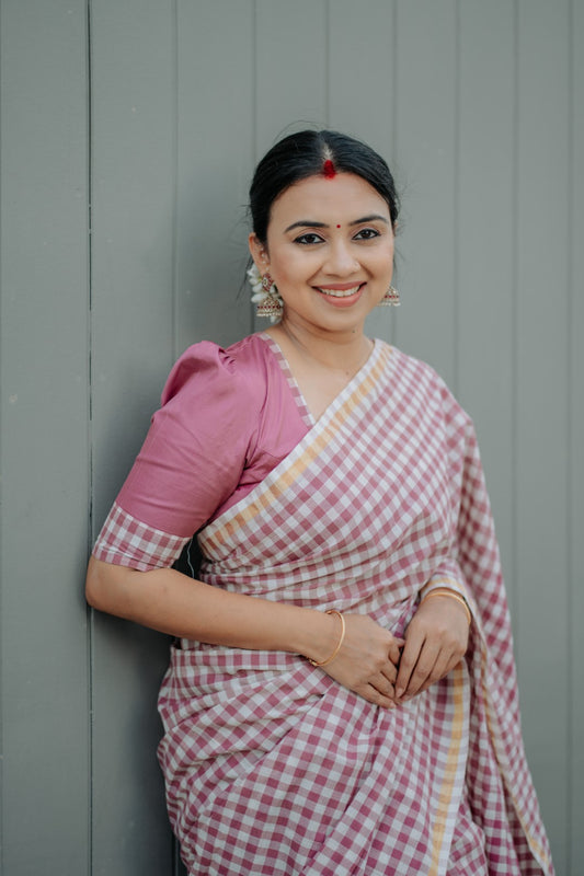 Chendamangalam Purple Check Saree