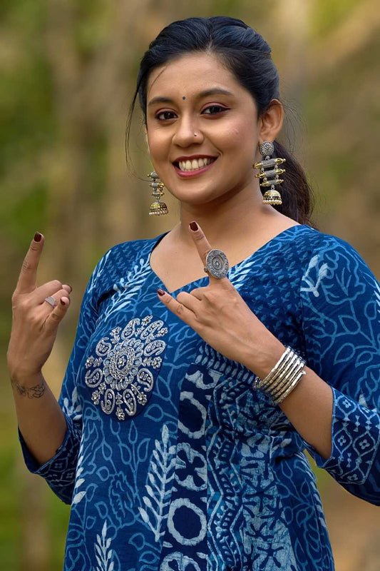 Indigo Multi Patch Anarkali