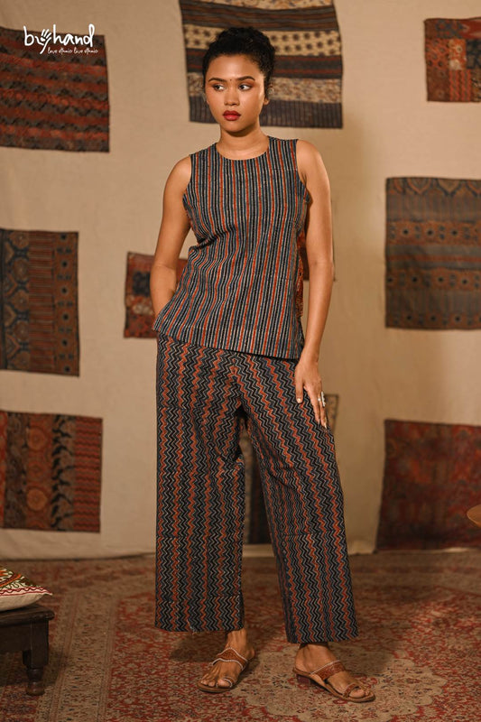 Ajrakh Red & Black Zigzag Co Ordset