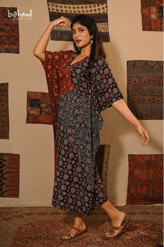 Red Black Blue Patch Kaftan