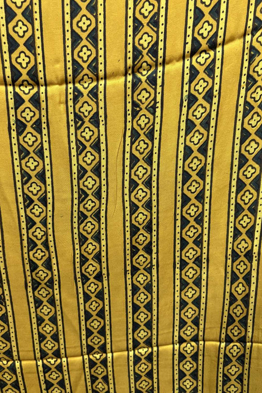 Yellow Border Ajrakh Printed Modal Silk fabric