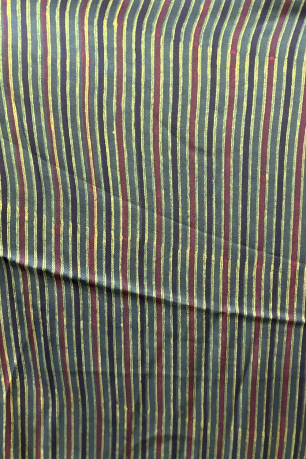 Green Stripes Ajrakh Printed Modal Silk fabric