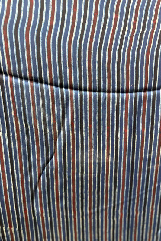 Blue Stripe Ajrakh Printed Modal Silk fabric