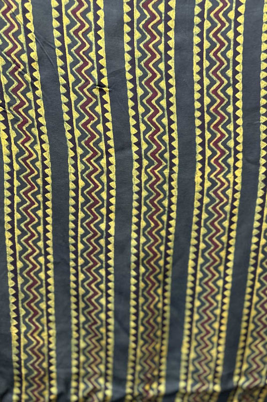 Green Border Ajrakh Printed Modal Silk fabric