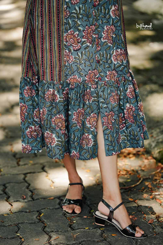 Teal Bae Jahota Printed 3 Panel Dress