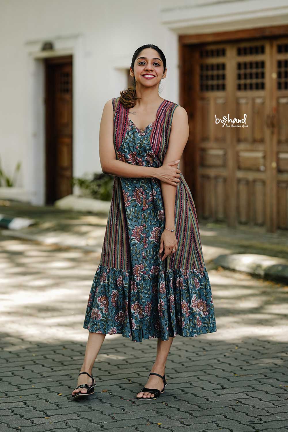 Teal Bae Jahota Printed 3 Panel Dress