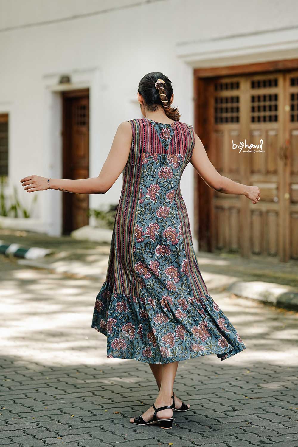 Teal Bae Jahota Printed 3 Panel Dress
