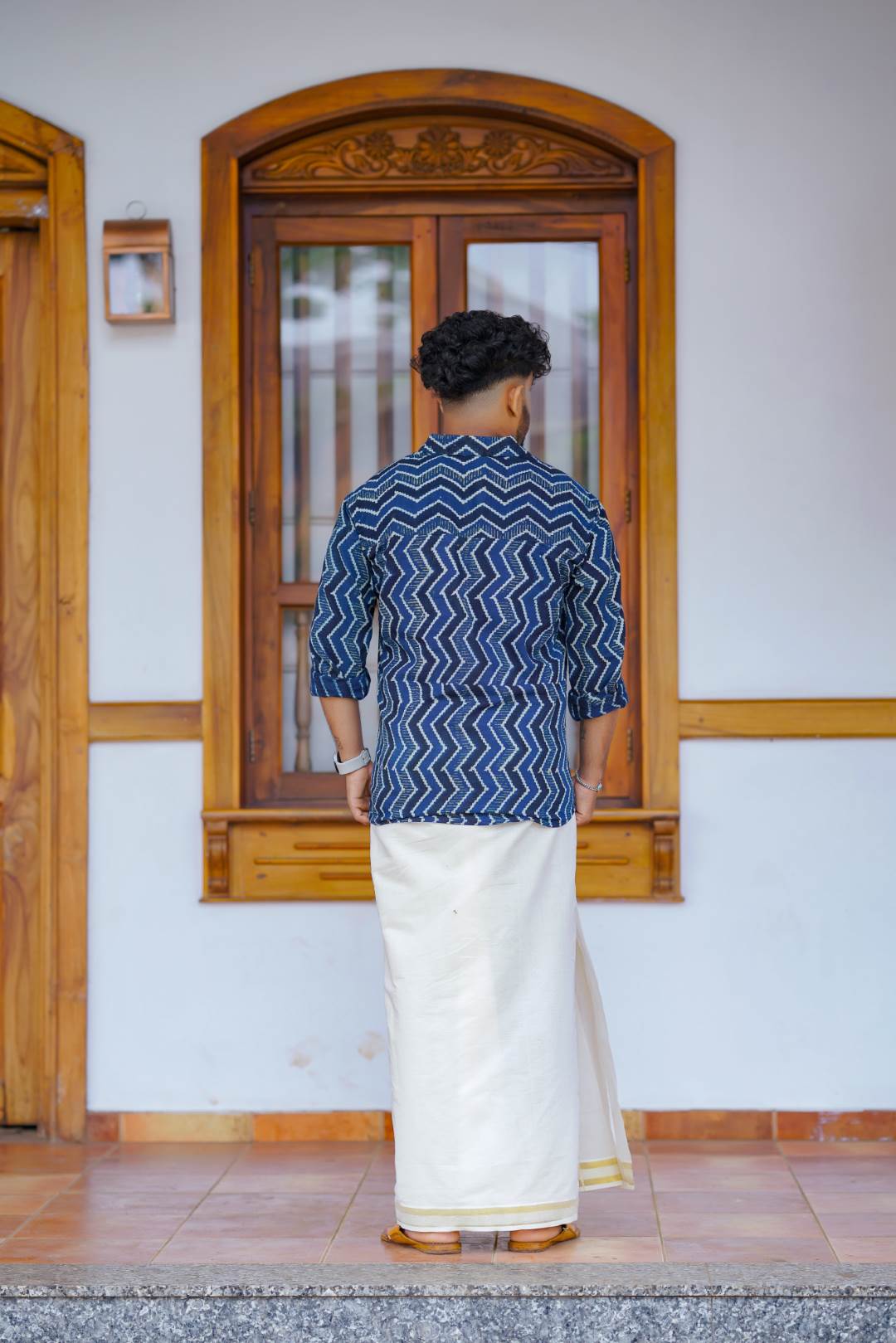 Blue Base Zig Zag Print Shirt