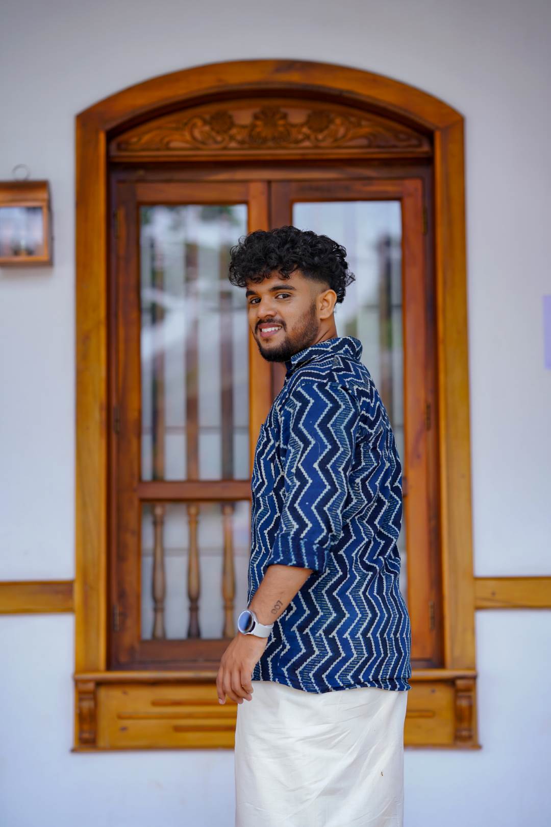 Blue Base Zig Zag Print Shirt