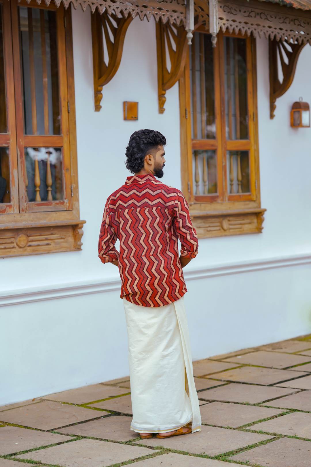 Red Base Zig Zag Print Shirt