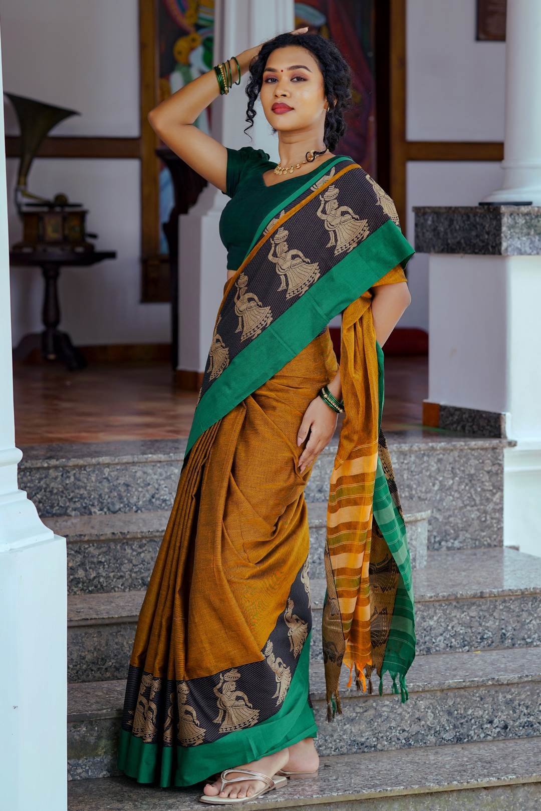 Mustardyellow Narayanpet Saree