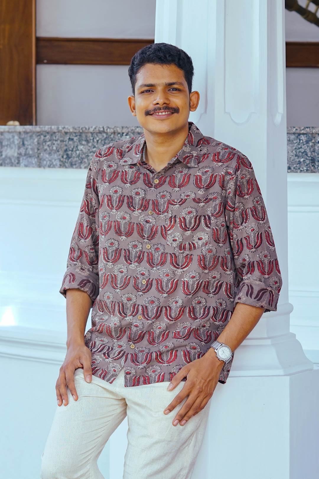 Grey Sunflower Print Shirt