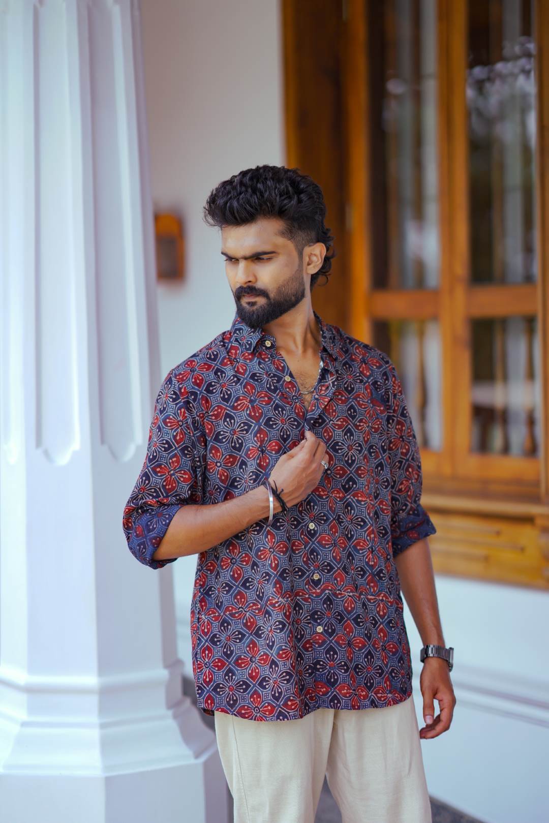 Dark Blue Ajrakh Shirt