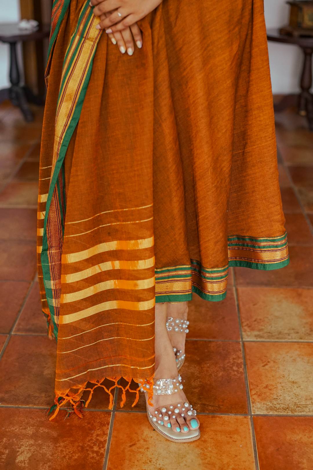 Mustard Yellow Narayanpet Umbrella Cut Dress