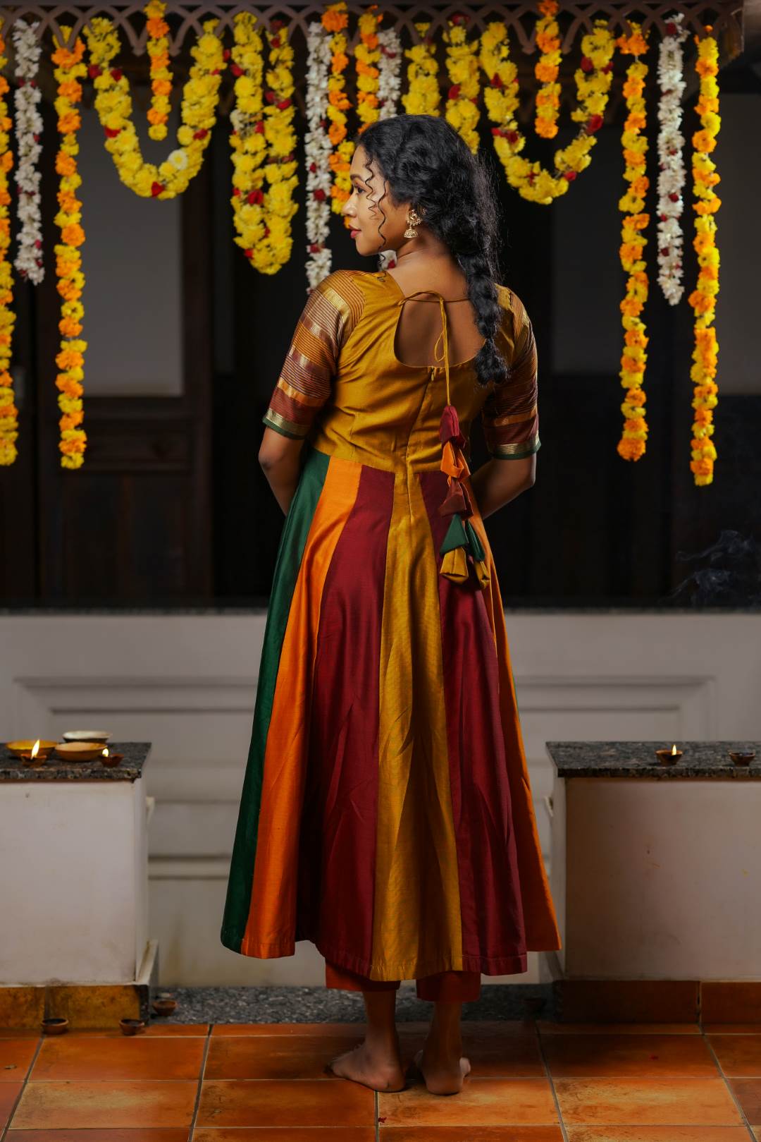 Maheswari Silk Multicolour Patch Anarkali