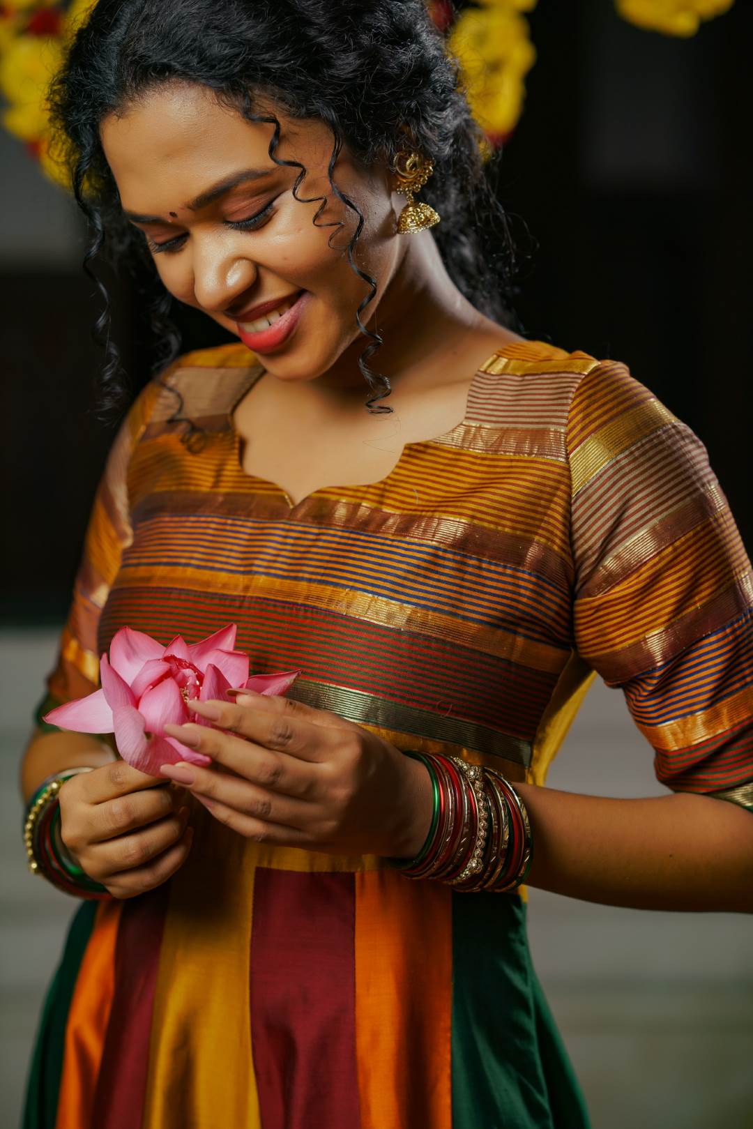 Maheswari Silk Multicolour Patch Anarkali