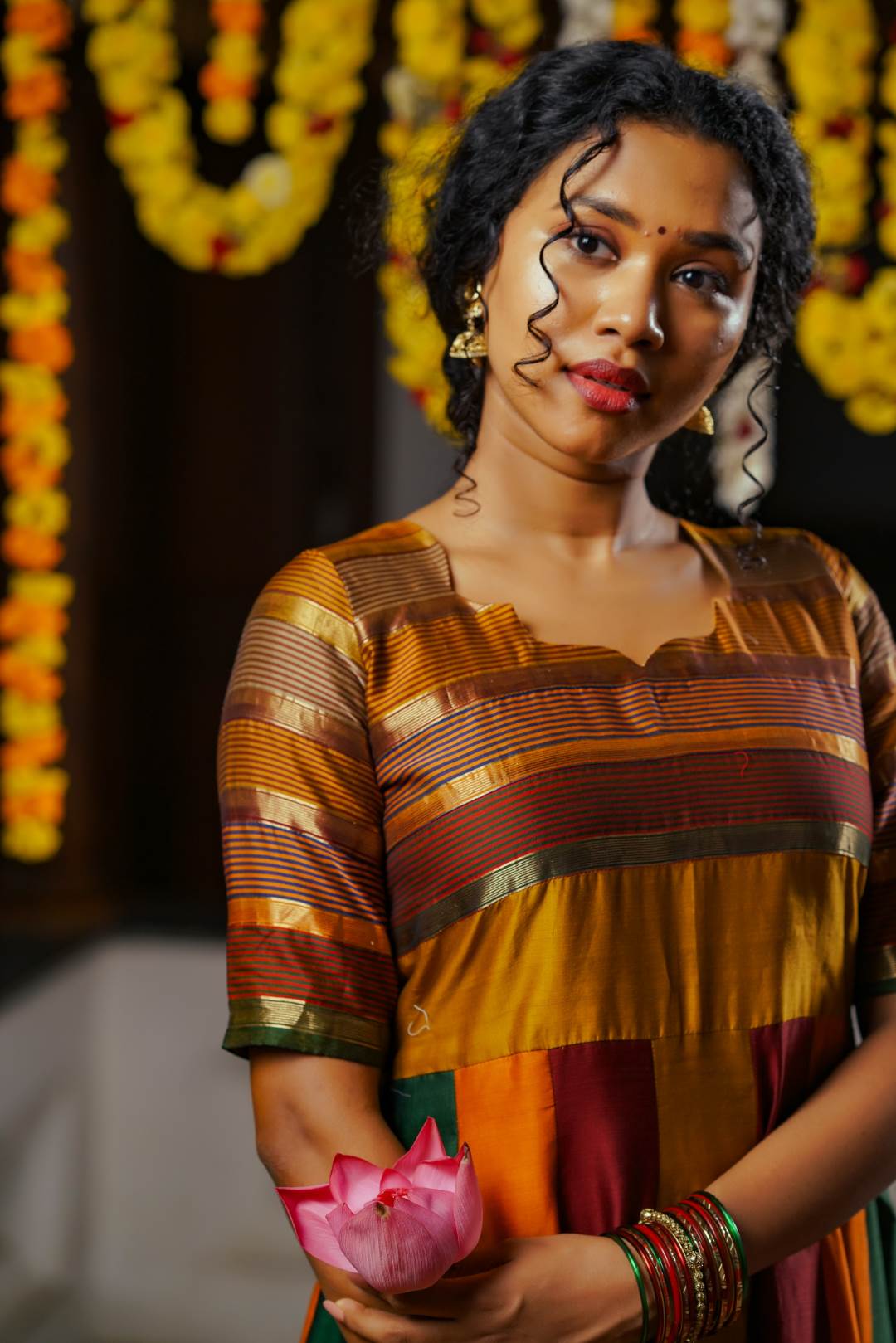 Maheswari Silk Multicolour Patch Anarkali