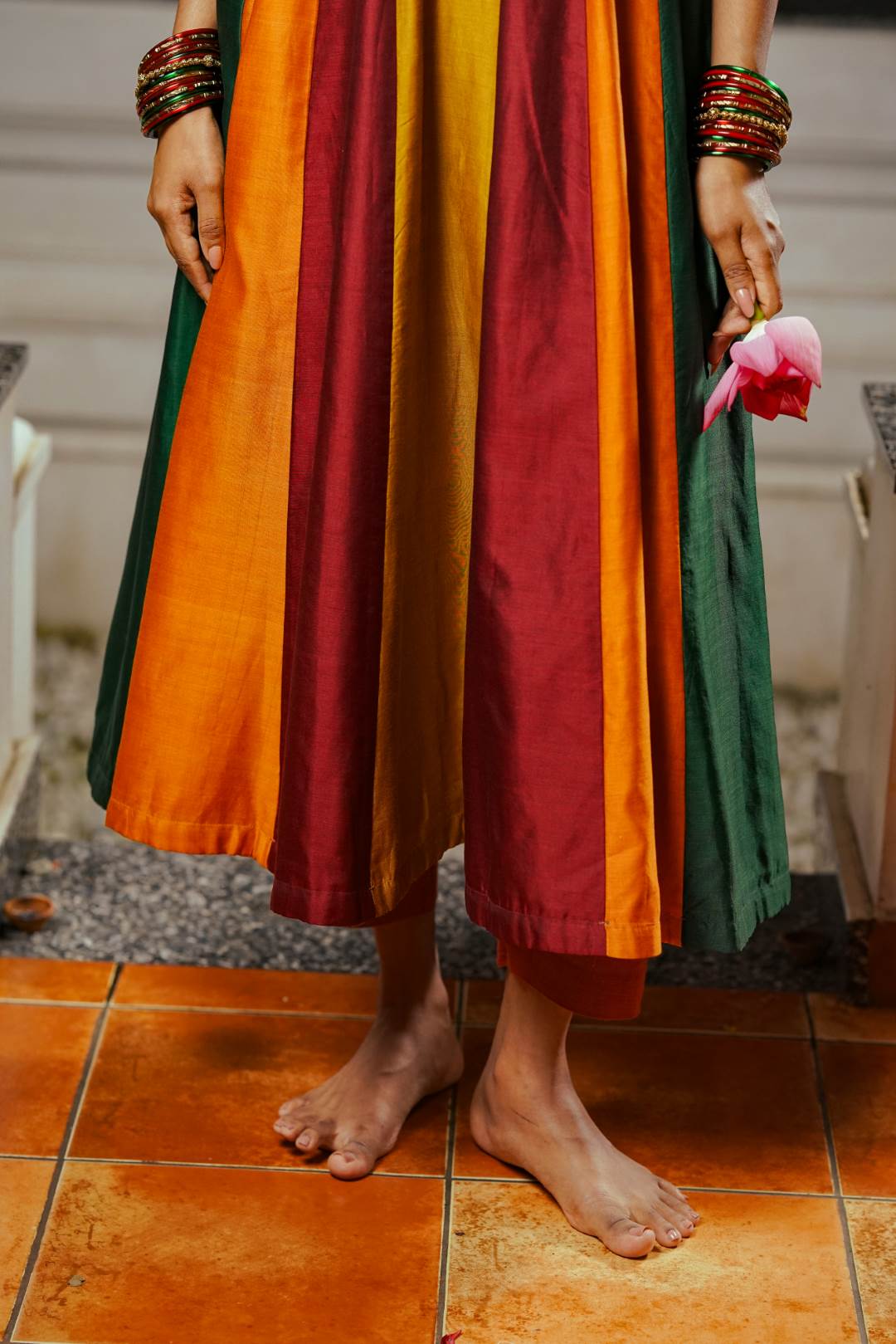 Maheswari Silk Multicolour Patch Anarkali