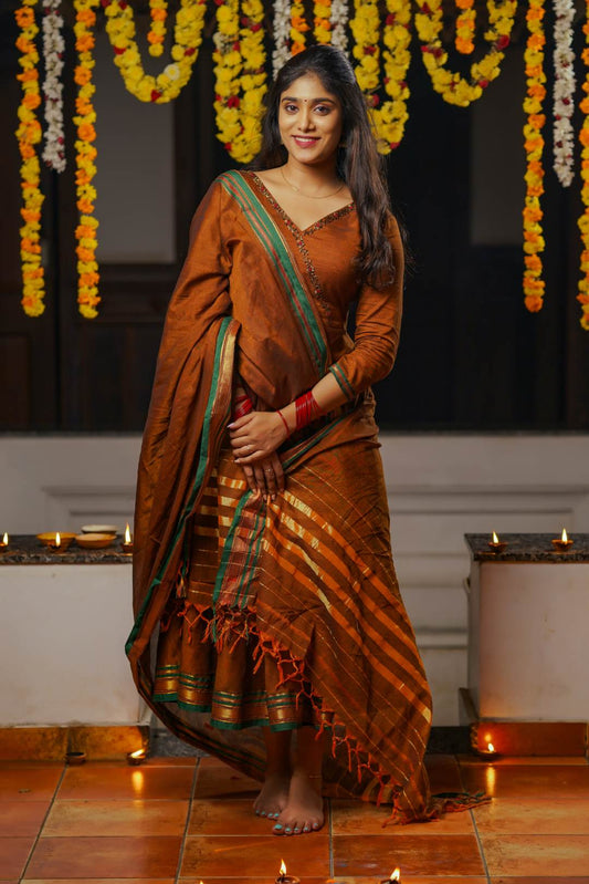 Mustard Yellow Narayanpet Umbrella Cut Dress