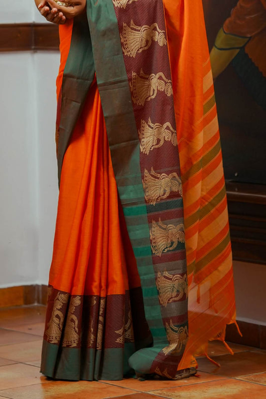 Duel Shade Orange Narayanpet Saree