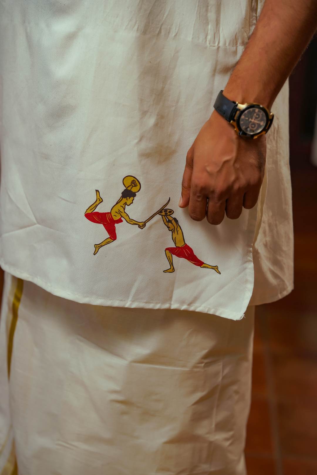 Offwhite Kalari Handblock Print Long Kurtha