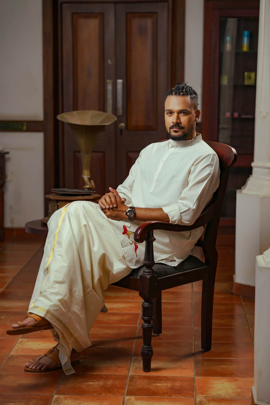 Offwhite Kalari Handblock Print Long Kurtha
