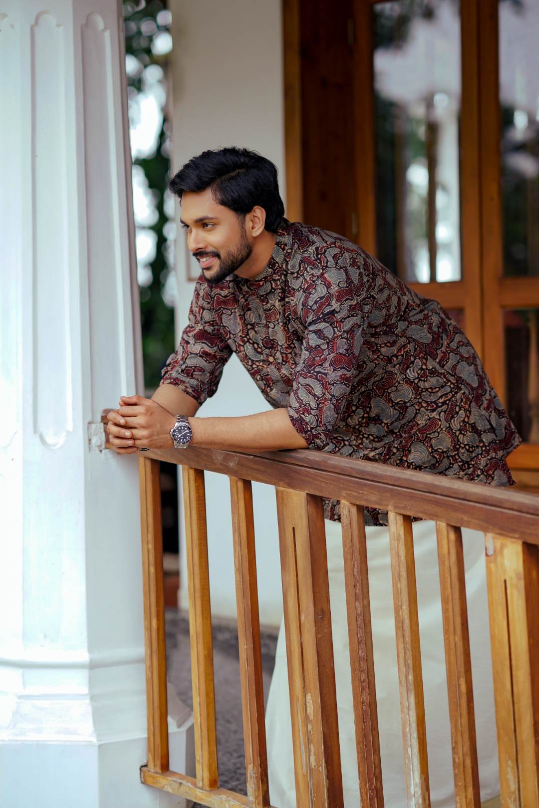 Black Full sleeve Kutha with Amoeba Print