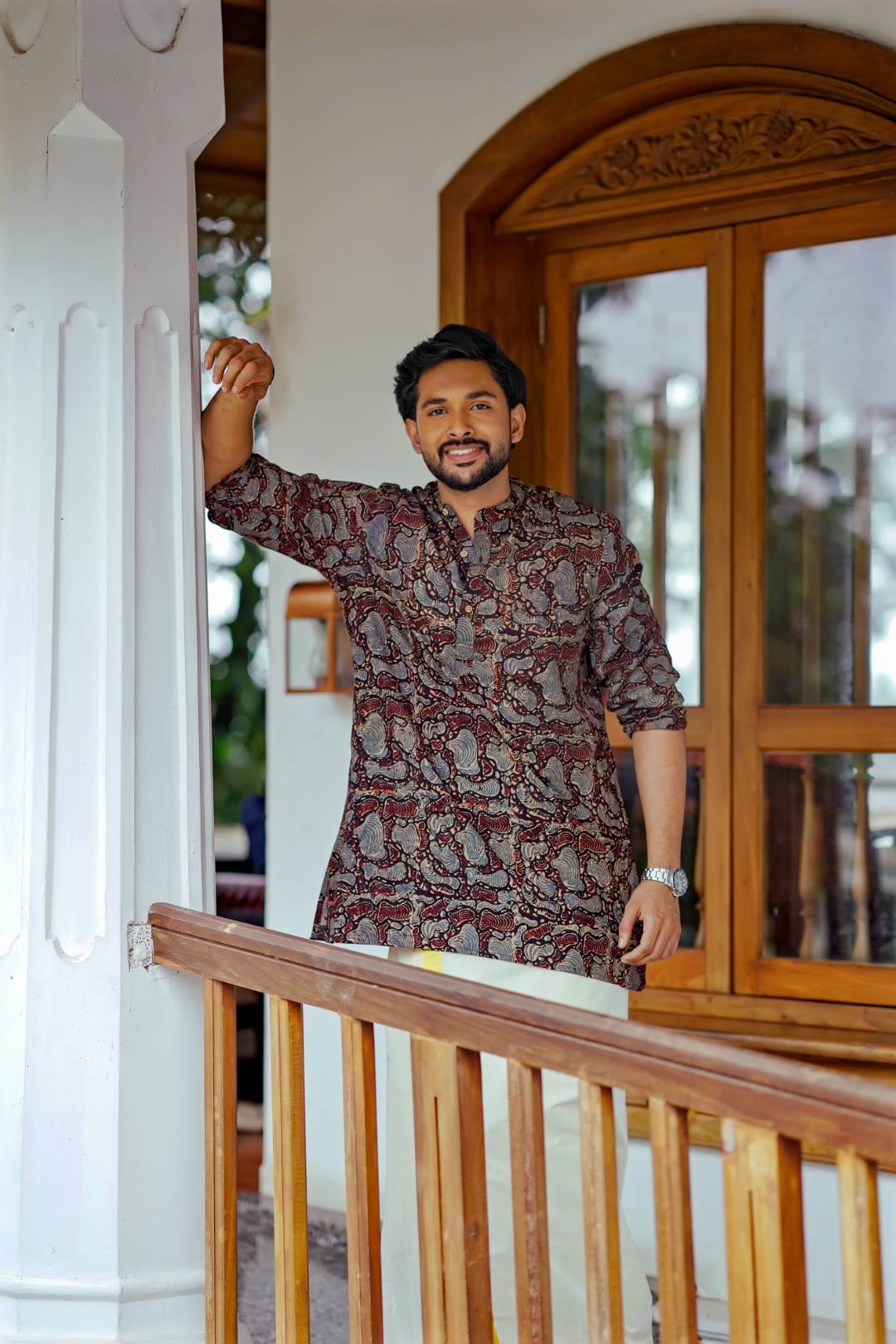 Black Full sleeve Kutha with Amoeba Print