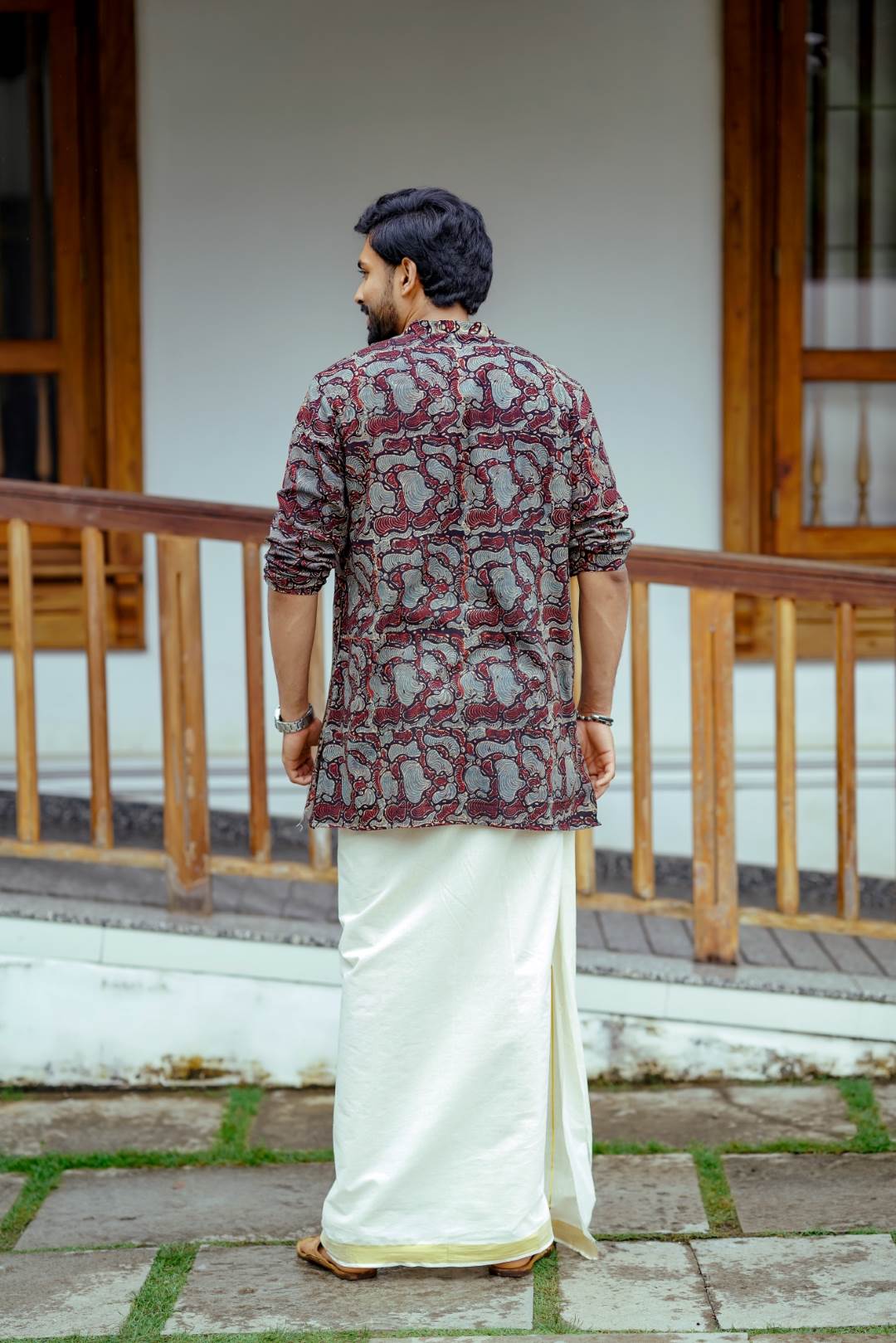 Black Full sleeve Kutha with Amoeba Print