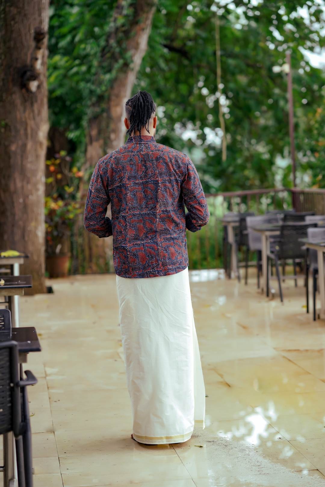 Blue & Red Ajrakh Print Shirt