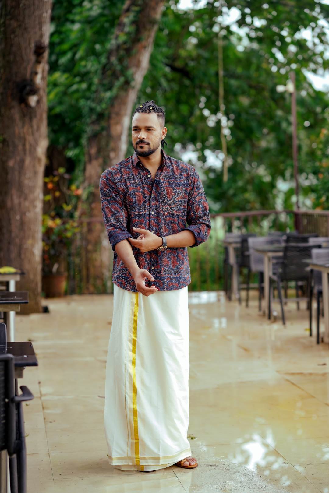 Blue & Red Ajrakh Print Shirt