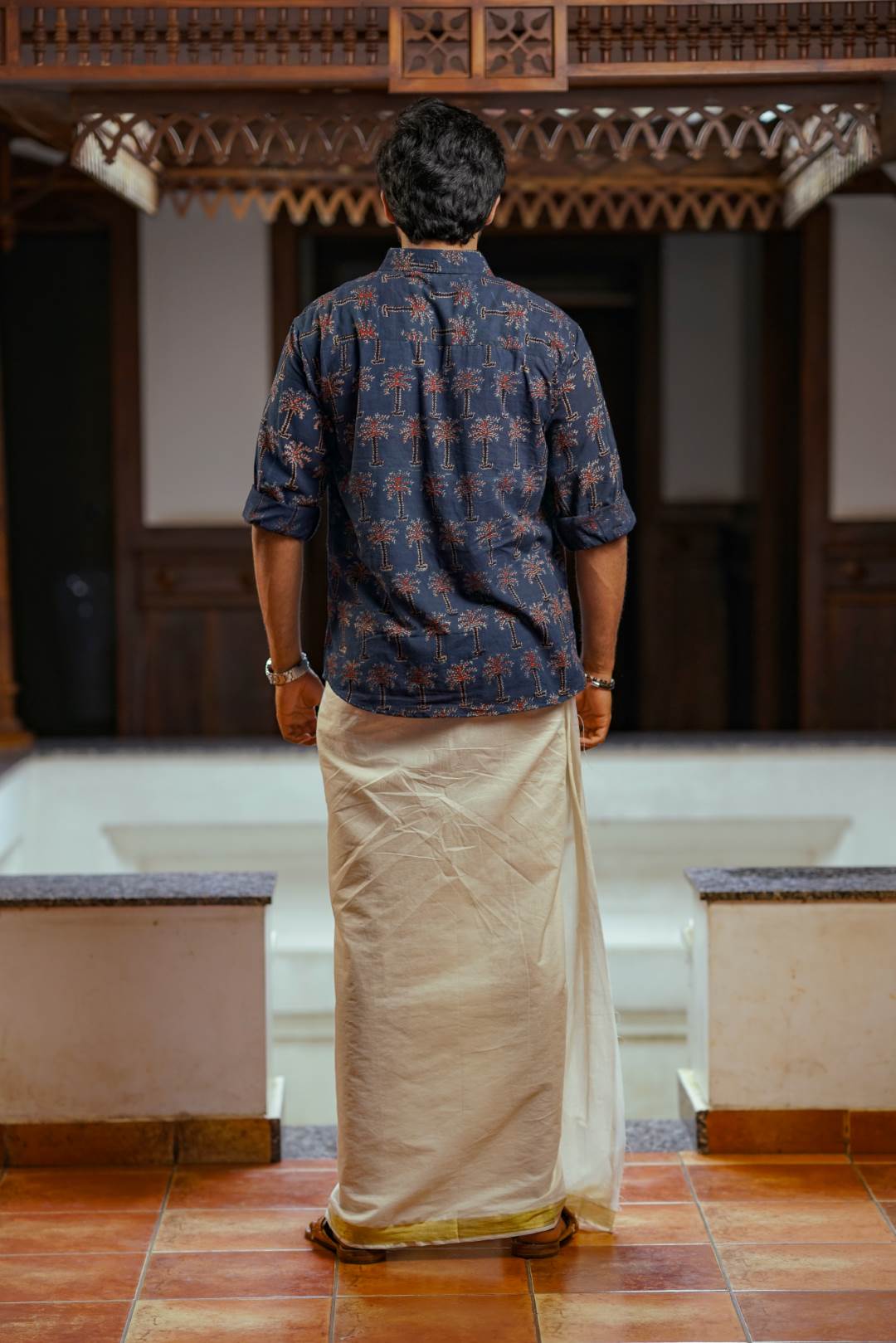 Blue & Red Ajrakh Print Shirt