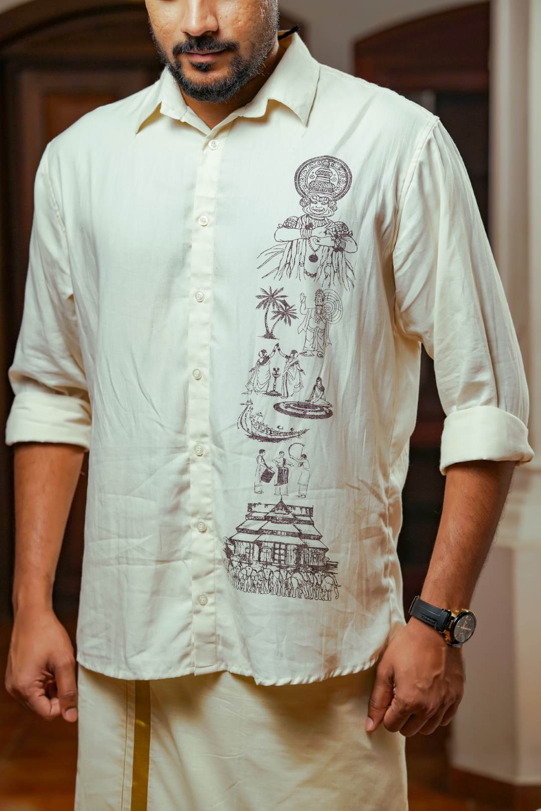 Offwhite Full Sleeve Shirt Keraleeyam Print