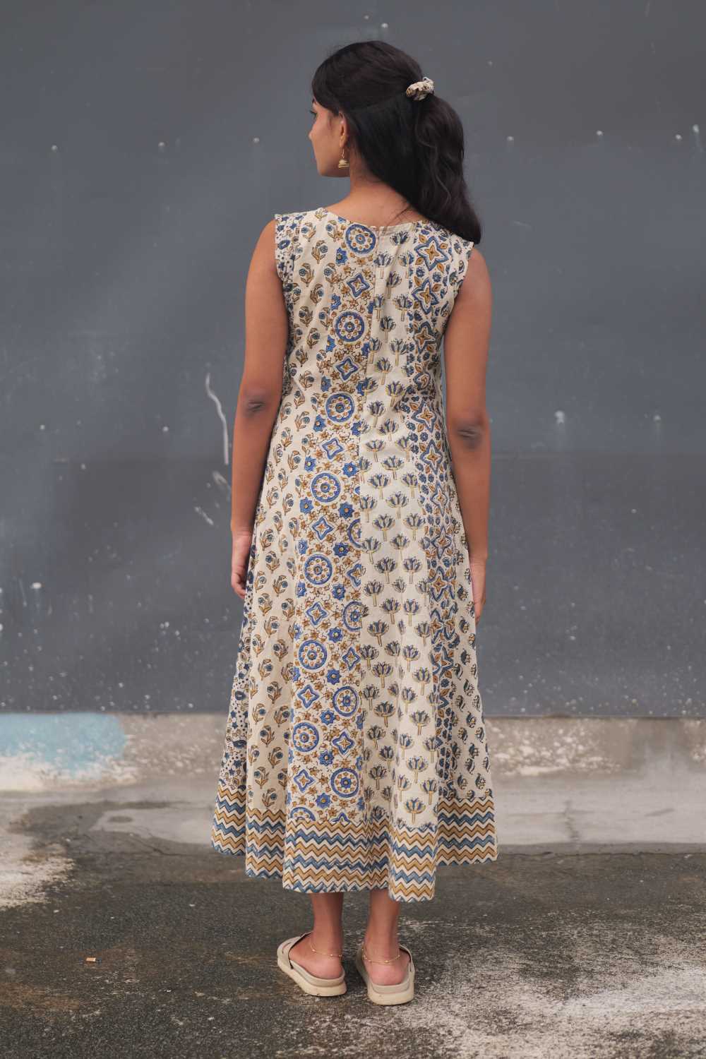 Beige Multi Patch Anarkali