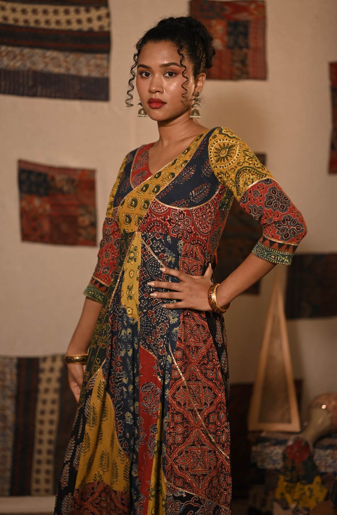 Ajrakh Multi Colour Patch Anarkali