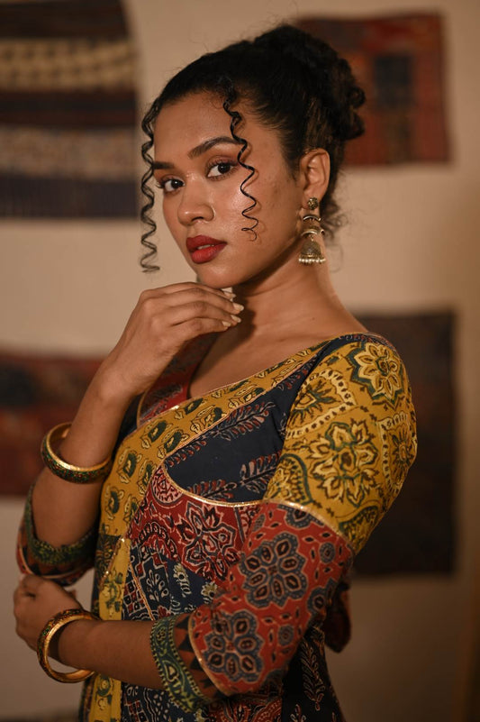 Ajrakh Multi Colour Patch Anarkali