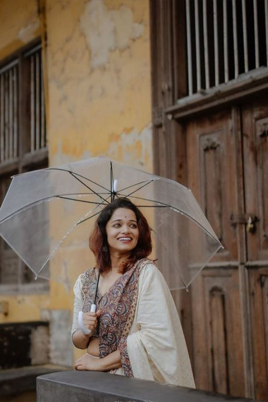 Offwhite Check lurex & Sanganeri Dhavani Set