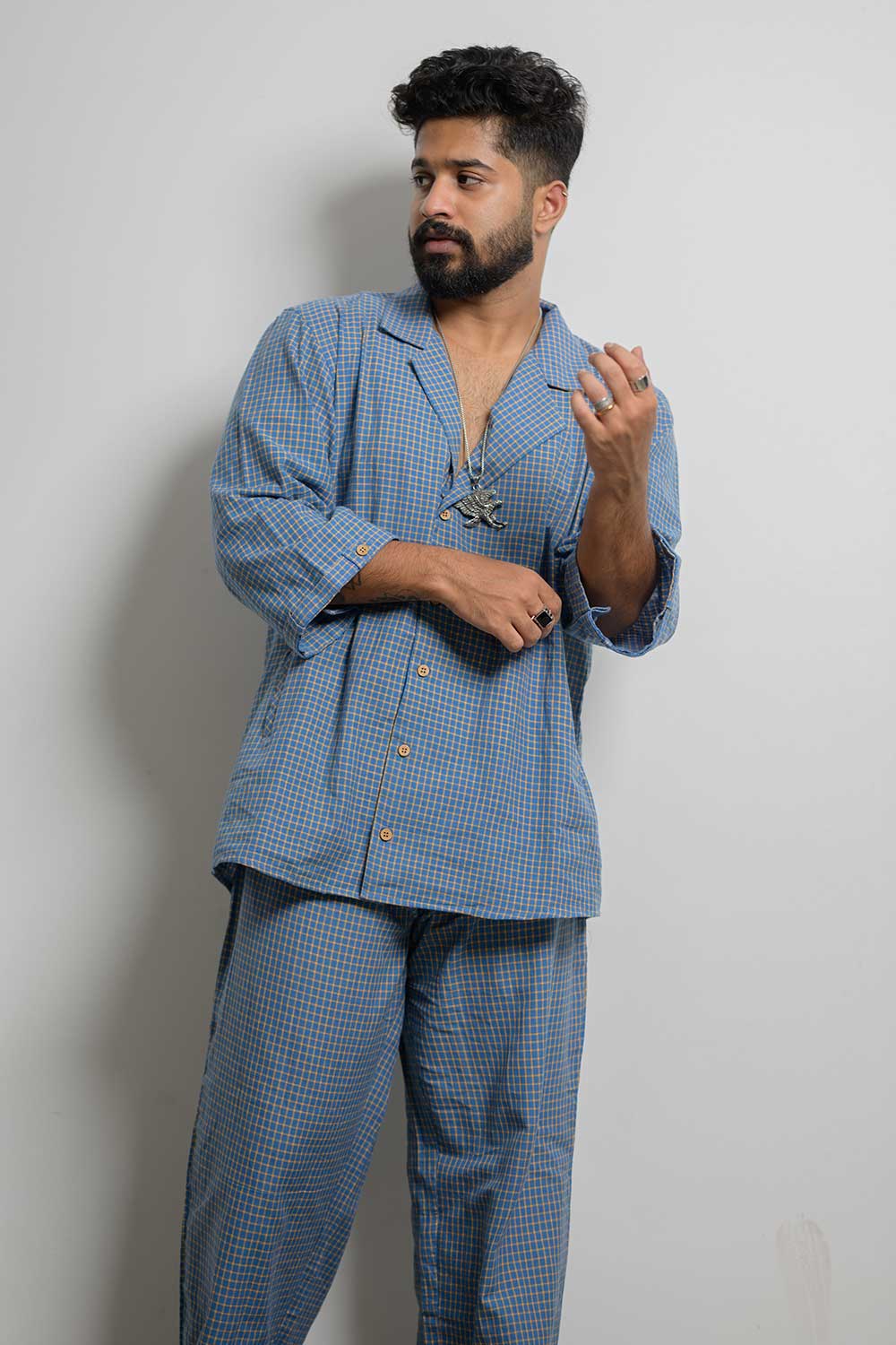 Handloom Blue Check Shirt with Pants
