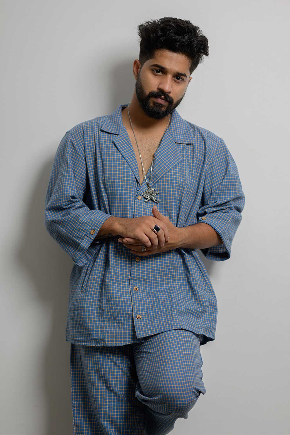 Handloom Blue Check Shirt with Pants