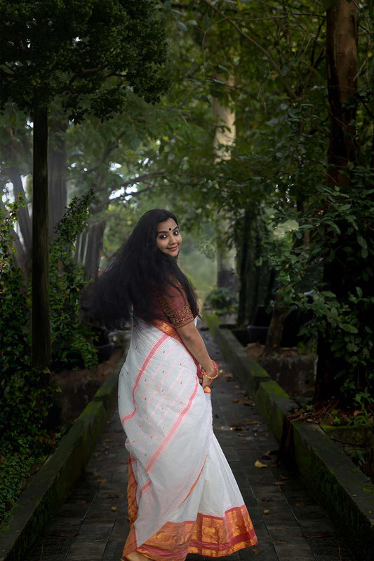 White Narayanpettu Saree