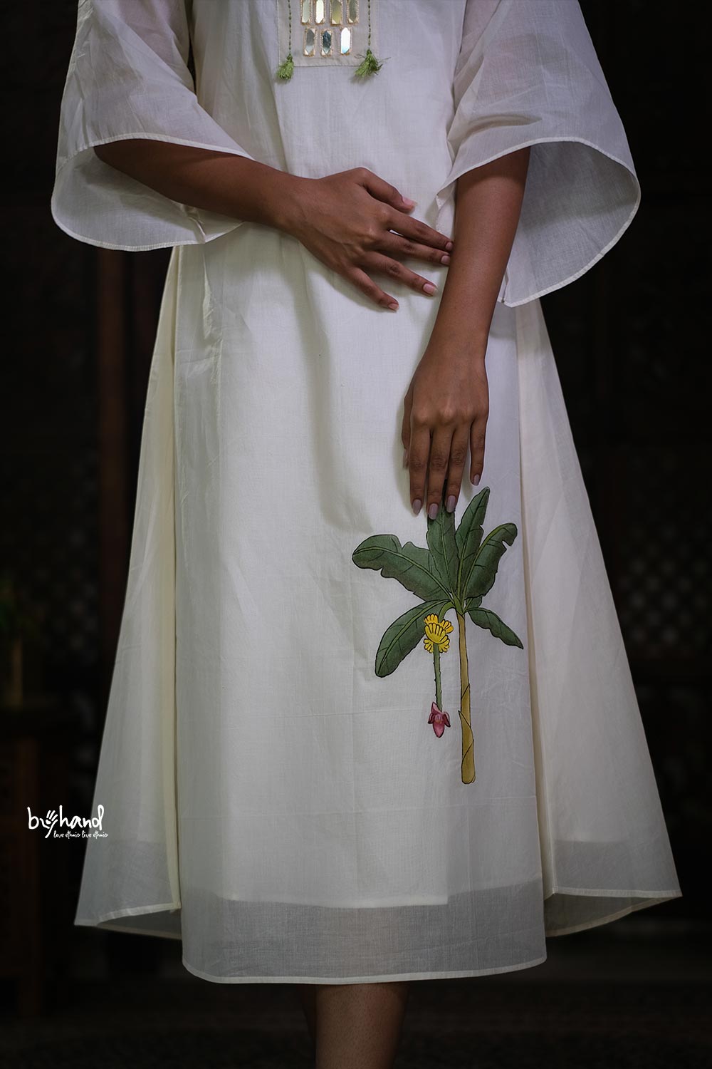 Banana Print handpainted Aline Kurthi