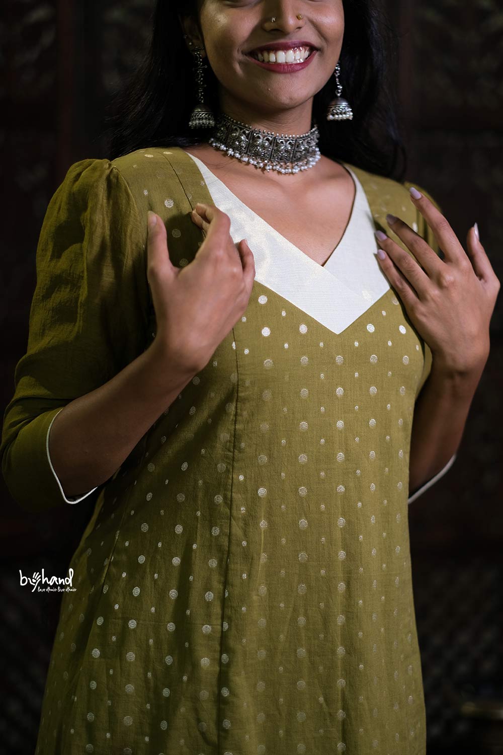Green Dyed 3 Panel Aline Kurthi