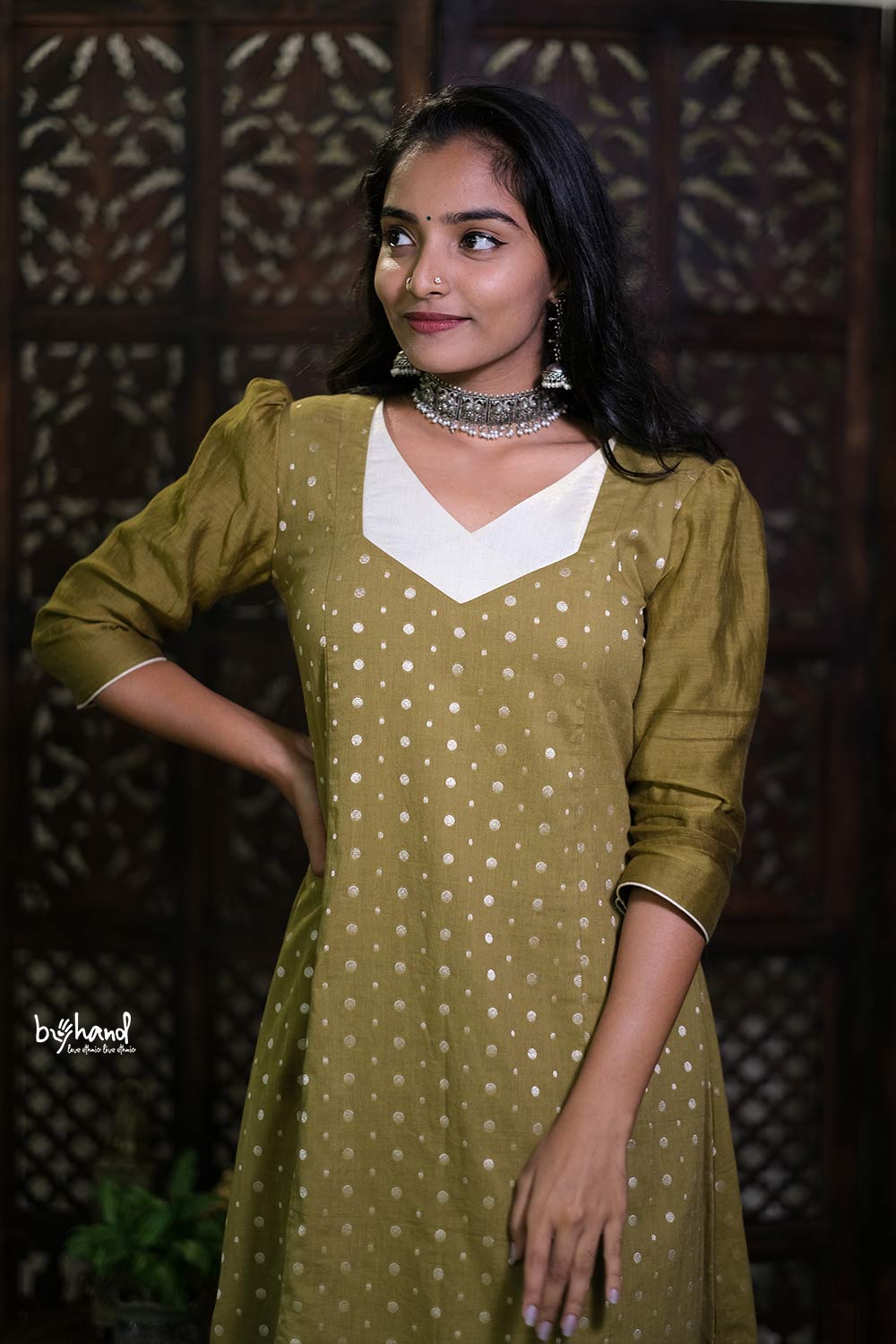 Green Dyed 3 Panel Aline Kurthi