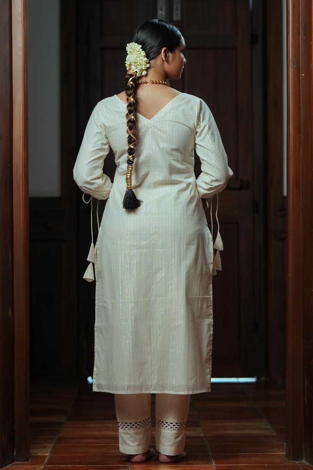 Off-White Striped Slited Kurthi