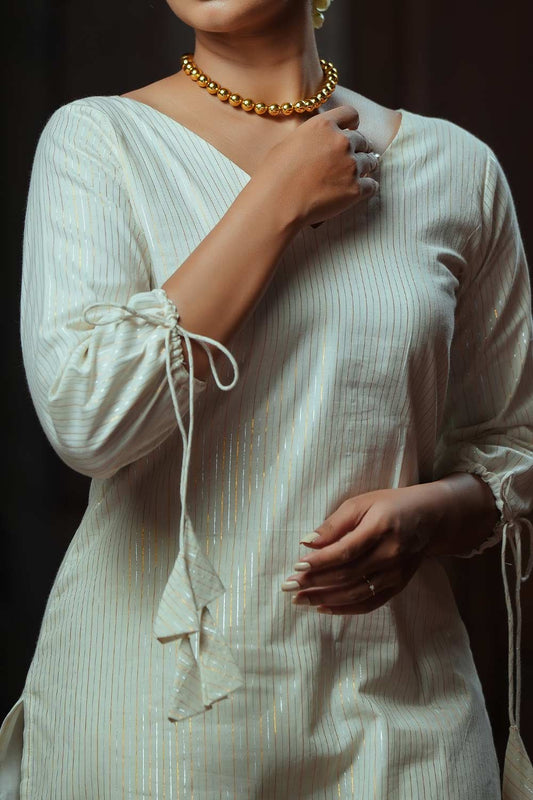 Off-White Striped Slited Kurthi