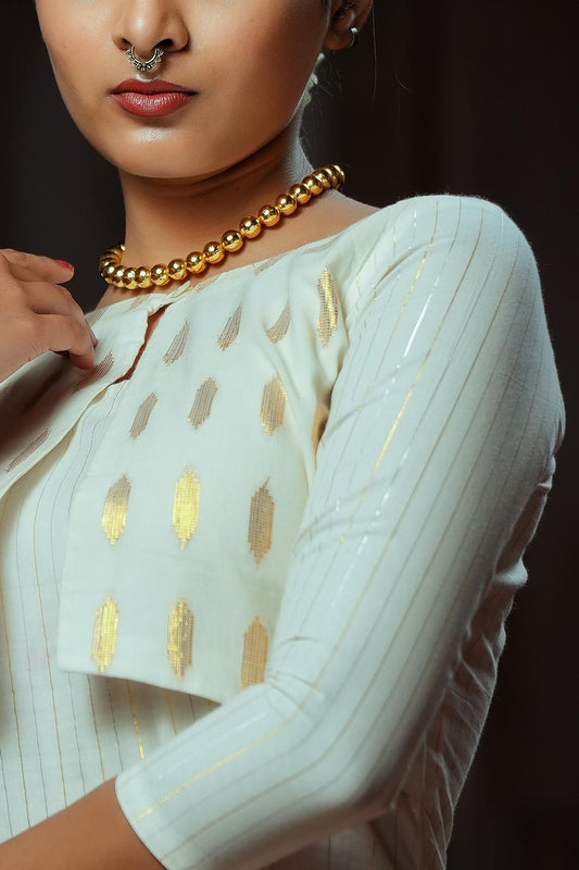 Off-White Jacket Style Slited Kurthi