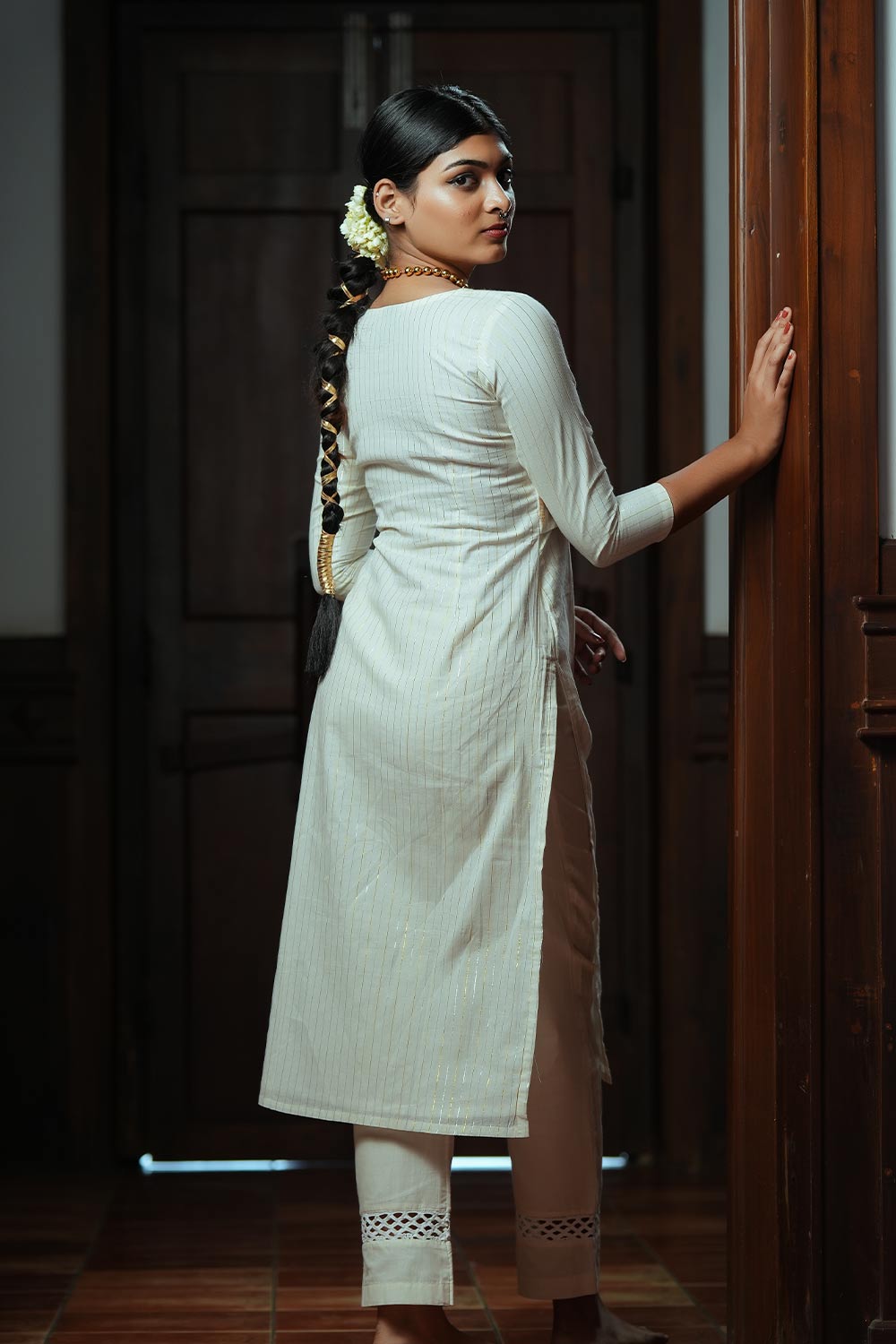 Off-White Jacket Style Slited Kurthi