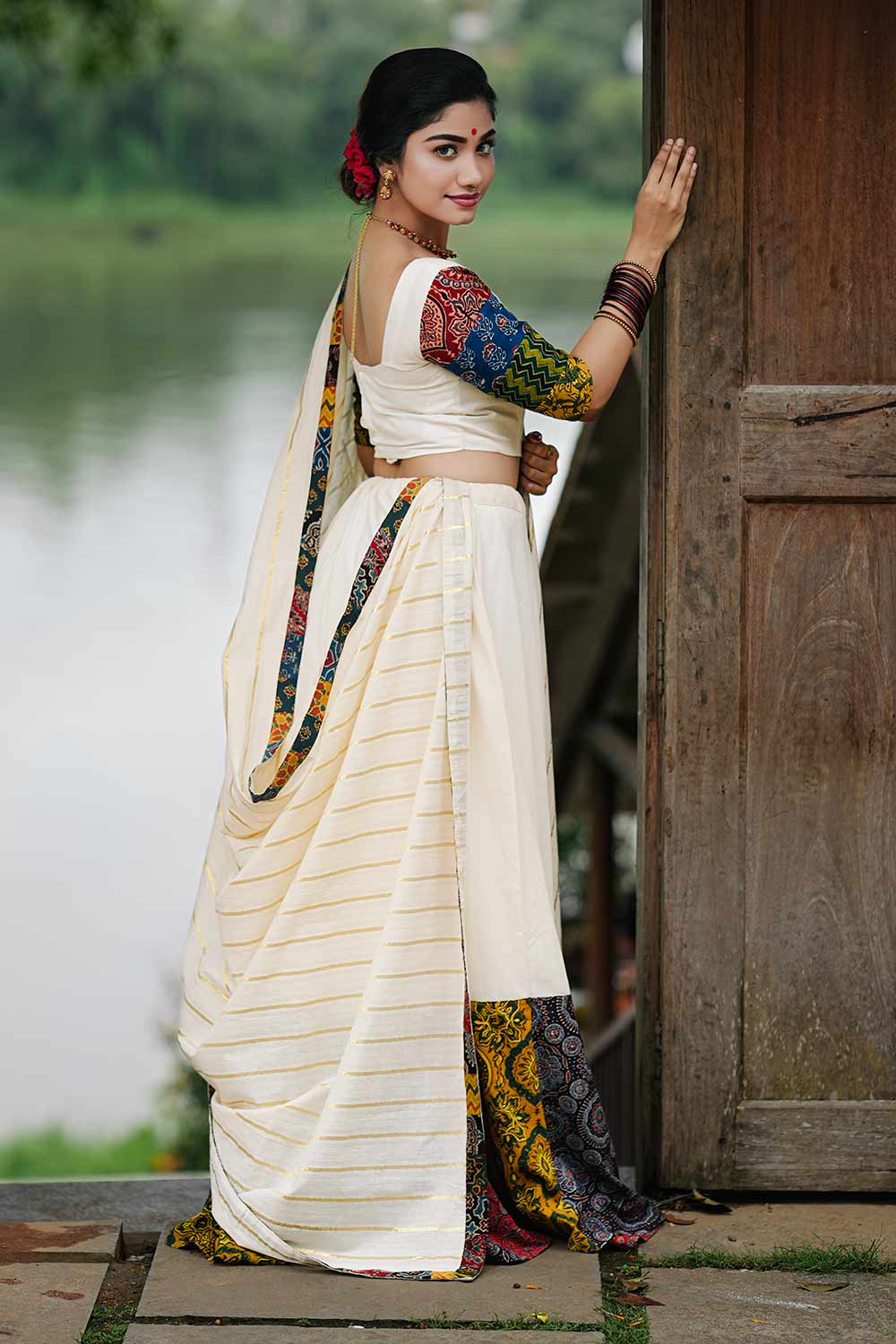 Ajrakh Patch Skirt & Top