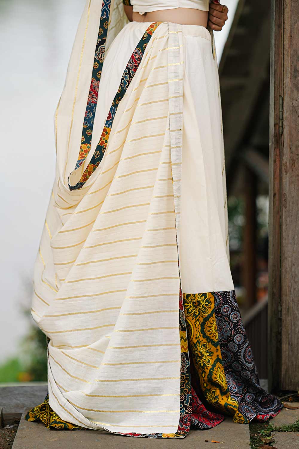 Ajrakh Patch Skirt & Top