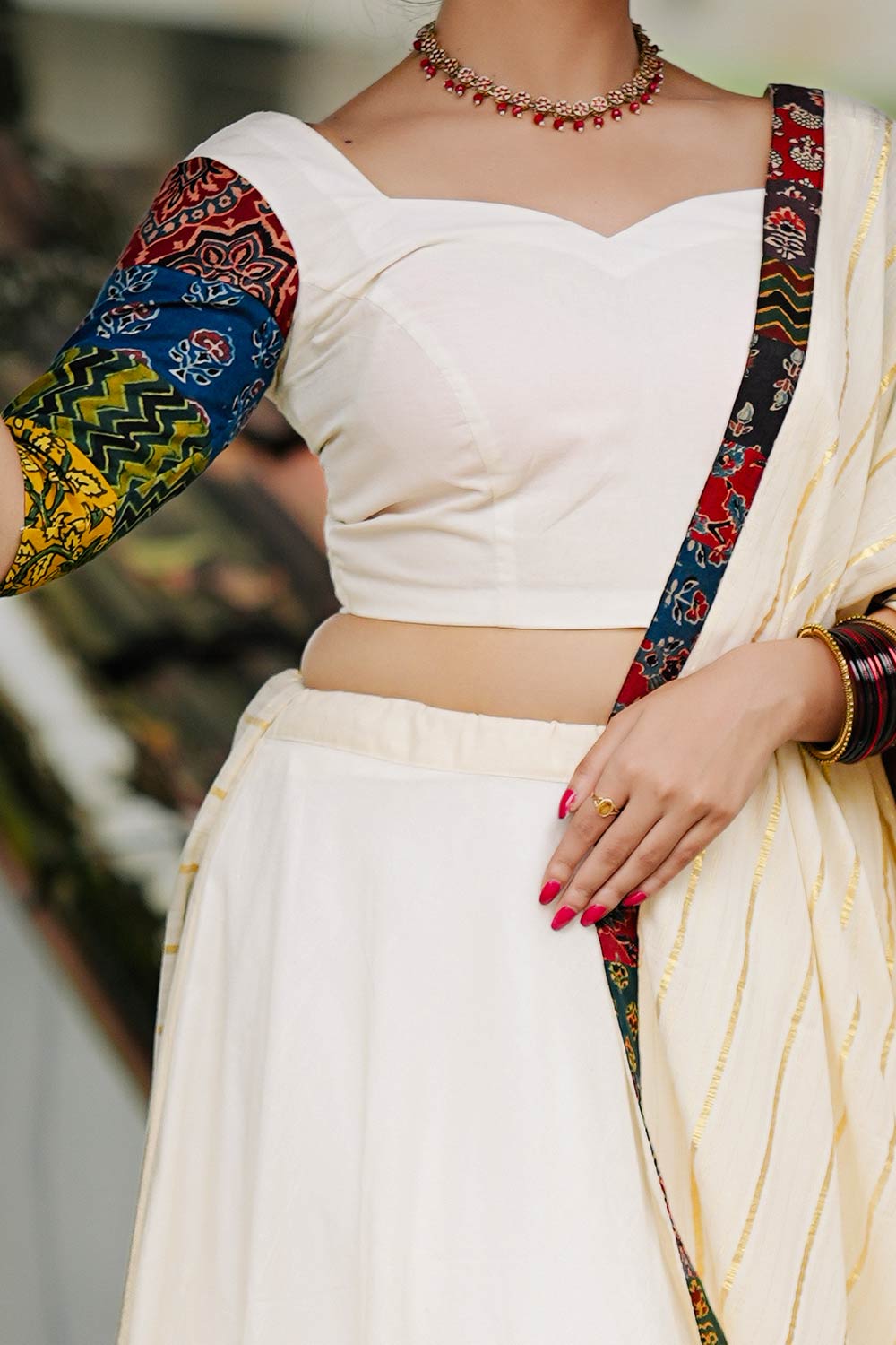 Ajrakh Patch Skirt & Top